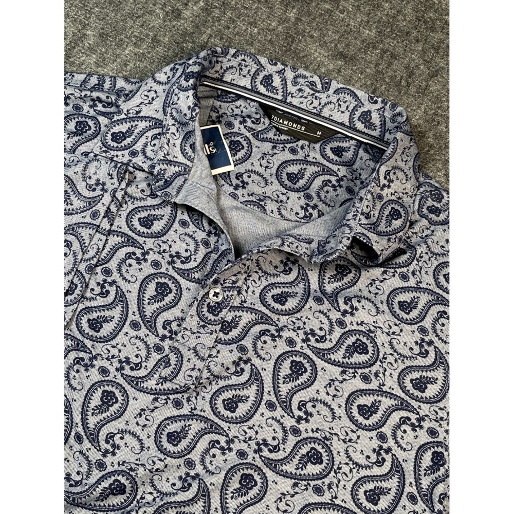 7 Diamonds Men's Paisley‎ Print Polo Shirt Short Sleeve - Size Medium new